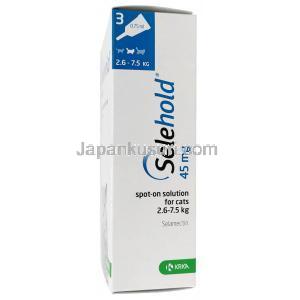 セレホールド,セラメクチン 45mg（1本あたり） ,  0.75mL X　ピペット 3本, 製造元：KRKA, 箱側面-1